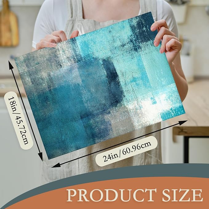 Teal Grey Abstract Art