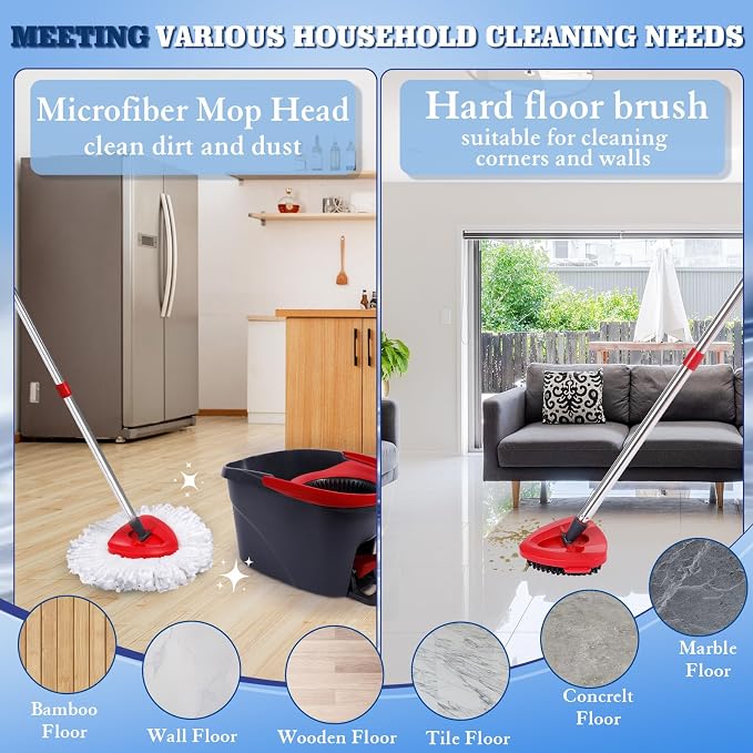 4 White Mop Heads+1 Brush+1 Base