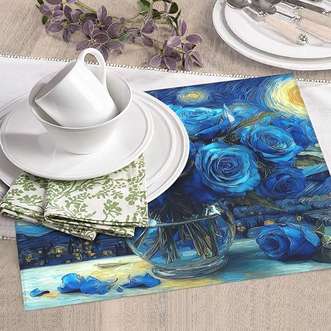 Blue Roses Starry Sky