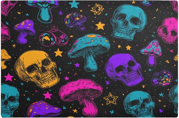 Neon-Colored Skulls Stars Mushrooms
