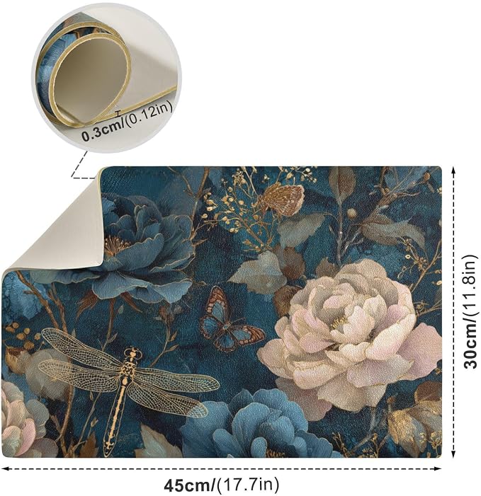 Retro Flowers and Dragonflies