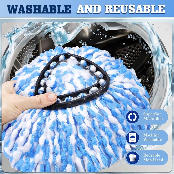 6 Blue Mop Heads+1 Brush+1 Base