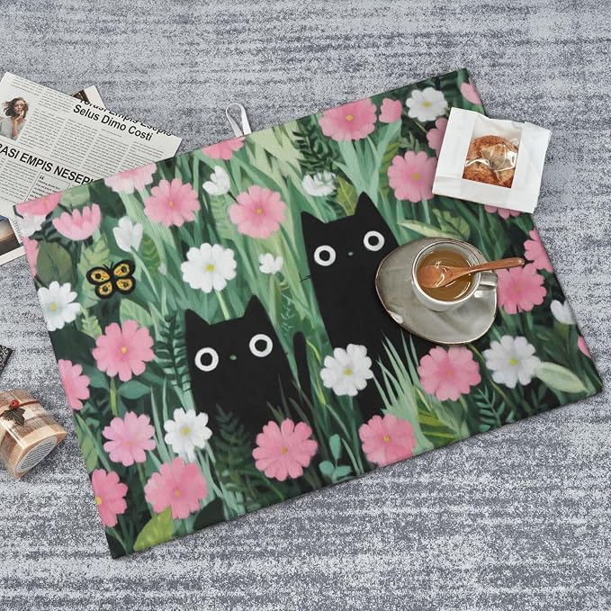 Black Cat Hawaiian Print
