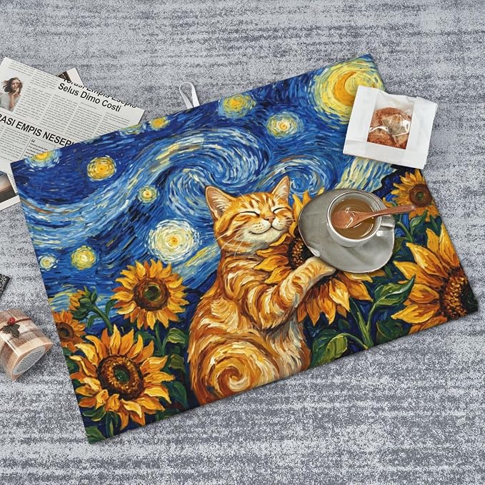 Starry Night Cat Sunflower