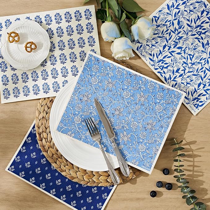Heritage Florals Blue - Xl 4 Pack