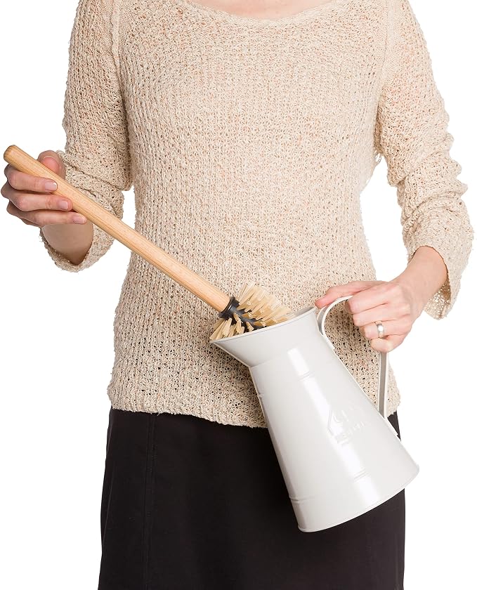 Toilet Brush With White Metal Holder