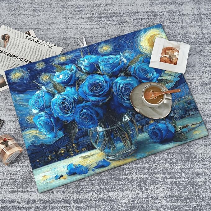 Blue Roses Starry Sky