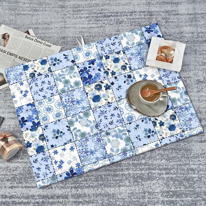 Blue Checkerboard Flowers