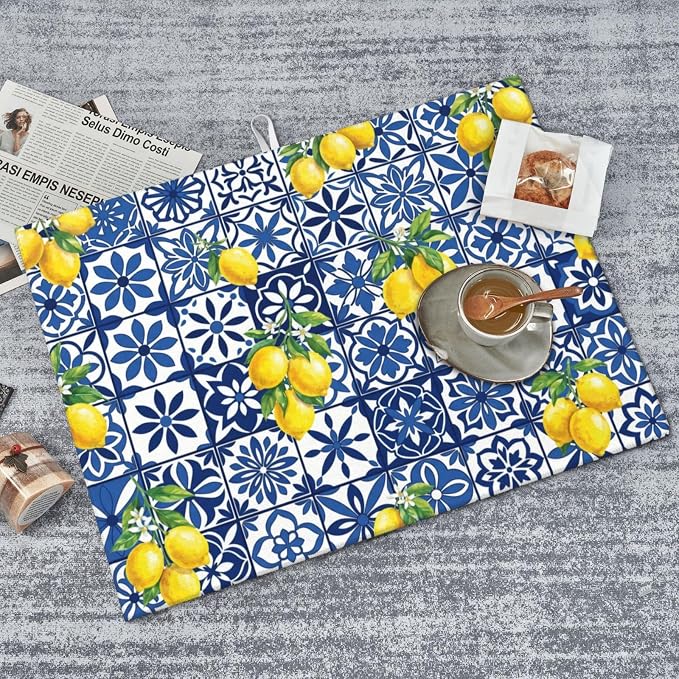 Blue White Tile Lemon